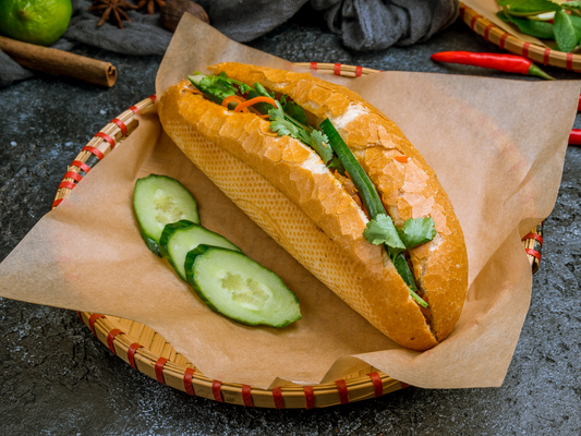 Vietnamese Banh Mi Sandwich with Pickled Cucumbers